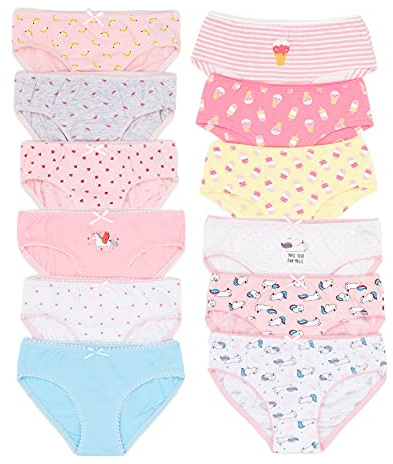 Channo Niña Braguitas de algodón con Estampados y Dibujos Originales. Cómodas y Suaves - Pack de 12, Fantasía, 10-12 años
