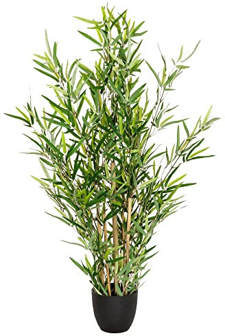 hjh OFFICE Kunstpflanze Mini Bambus Höhe 100 cm Grün Deko Kunstbambus Bambusbaum Zimmerpflanze künstlich, 871005