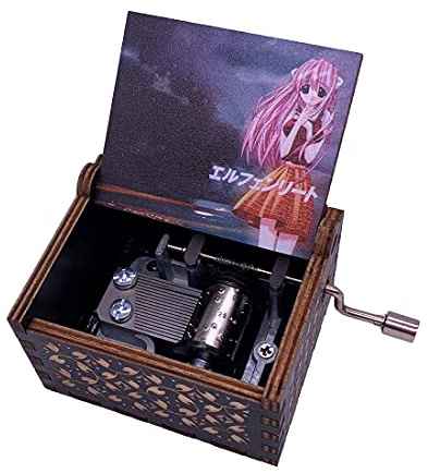 Youtang Elfen Lied Carillon in legno inciso, mini manovella stampata con immagine musicale per Natale, regalo di compleanno, immagine 1