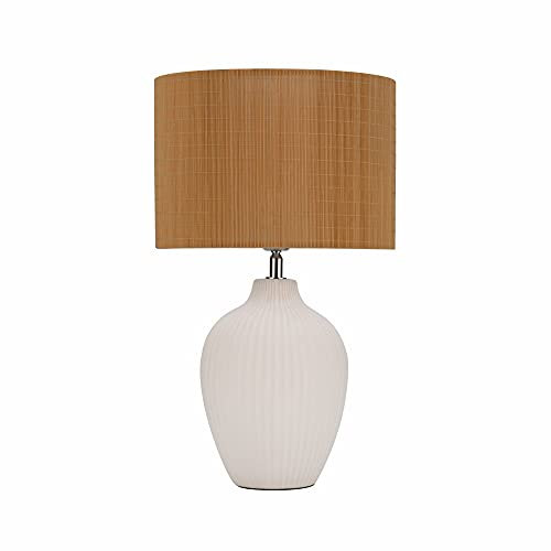 Pauleen 48231 Timber Glow lampada da tavolo max. 20 Watt beige, bianco, bambù, ceramica E27