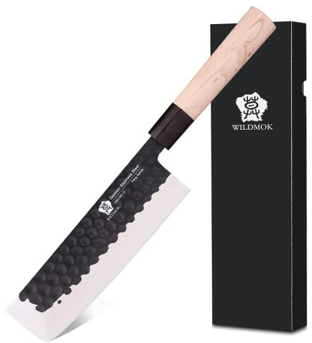 WILDMOK 19,4 cm Nakiri Coltello Tedesco In Acciaio Inox Coltello Da Taglio Vegetale Usuba Asiatico Coltello Chef per Mano Sinistra