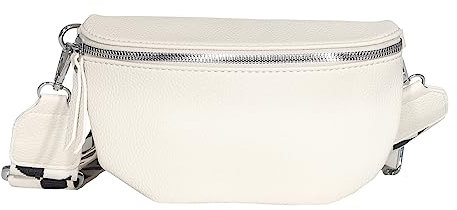 Bauchtasche Damen stylisch Umhängetasche Hüfttasche Bodybag Gürtel Crossbody Bag Schultertasche mit Verstellbaren Gurt 25 (Creme, M / 28 x 18 x 9 cm)