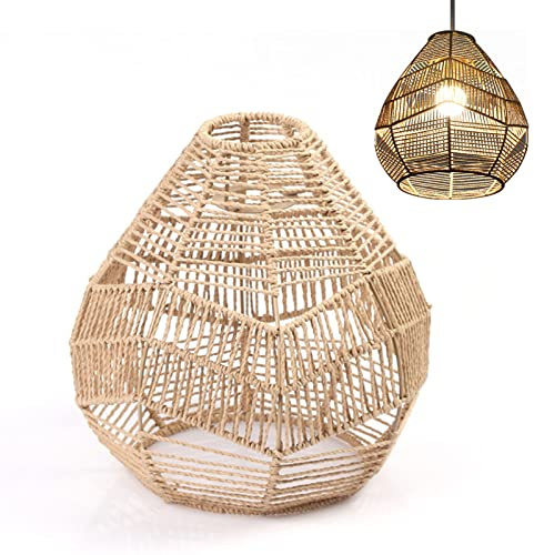 Campsie Abat Jour en Osier | Suspension en Bambou Tissé À La Main | Couverture Suspension Suspendue | Abat-Jour en Macramé Boho pour Cuisine, Chambre, Salle À Manger | Résistant À La Décoloration
