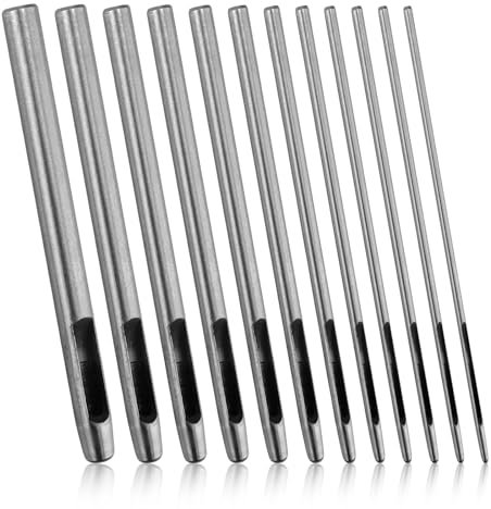 SRJQXH 12 Piezas Sacabocados para Cuero, Profesionales Punzón de Hueco Cuero, Juego de Punzones 0,5-5 mm, Fácil de Cortar, Gran Durabilidad, Adecuado para Cuero, Lona de PVC, Correas de Reloj