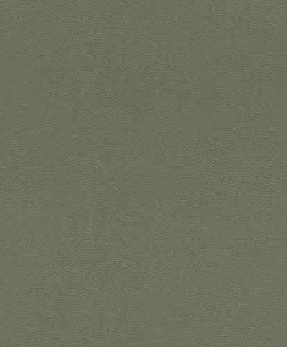 Rasch Tapet 752687 – fleecetapet med läderutseende i grönt från African Queen kollektionen – 10,05 m x 0,53 m (L x B):