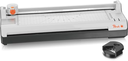 Peach Plastificatrice 6 in 1 A3 con angoli arrotondati, trimmer, pellicole di laminazione | ABS | adatto per tutte le pellicole standard fino a 2 x 125 mic. | Laminatrice a caldo e freddo | PBP450A