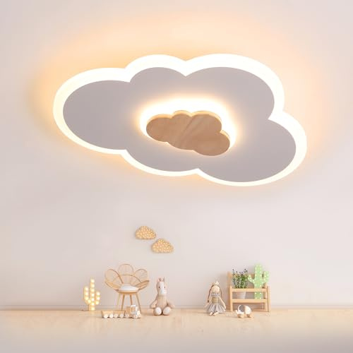 FANLG Lampara infantil Techo, 40CM Lámpara de Techo Nube Dormitorio Luz de Techo Blanco Cálido 3000K Nube Lámpara de Techo para Habitación Infantil | Dormitorio | Salón
