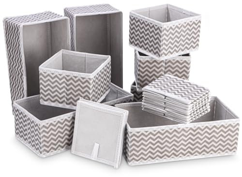 Set di 12 Pezzi di Organizer Cassetti Non Tessuto, Organizer Pieghevole in Tessuto, Organizer Armadio, Scatole Portaoggetti per Organizzare Facilmente Vestiti, Biancheria Intima, Calzini, Giocattoli