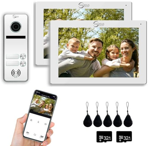 Verdrahtete Videosprechanlage für Wohnungen, 2-Familien-Türklingel, 7-Zoll-Touchscreen-Display, Entriegelungsunterstützung, Zwei-Wege-Sprechanlage