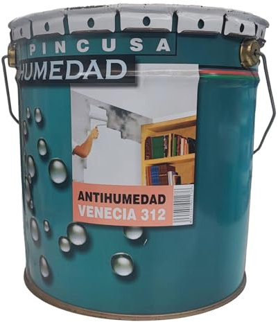 Pintura Antihumedad blanca paredes y techos VENECIA 312, protección contra moho y verdín, aplicación en interior y exterior, buen rendimiento de 8-10 m²/l. secado rápido. (15 Litros)