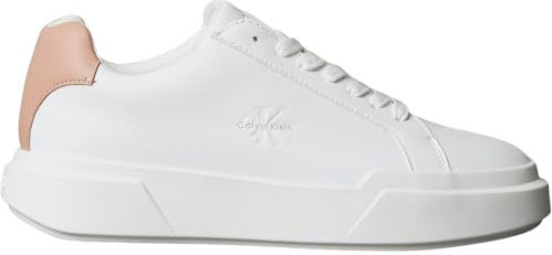 Calvin Klein Sneaker con Suela Cupsole Mujer Chunky Laceup de Piel, Multicolor (Bright White/Tuscany/Chateau), 38