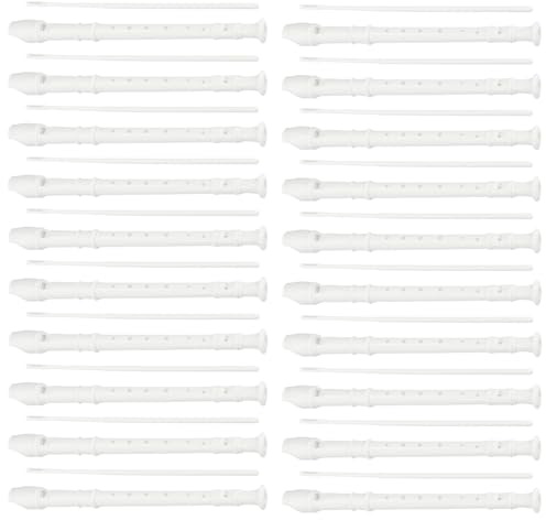 CHUENKUK 20 Stück Blockflöte 8 Loch, Weiß Flöte Kunststoff mit Reinigungsstift, 30 cm Sopranblockflöte Blockflöteninstrument