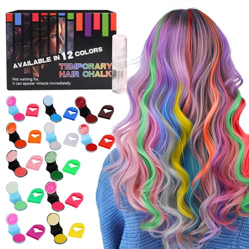 Ultikare Lot de 12 craies de cheveux lavables pour filles, pour carnaval, marché de Noël, enfants, filles