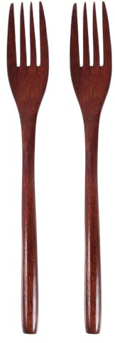 Amosfun 2 pezzi Posate da Insalata Legno Utensili Da Cucina Per Mescolare E Servire Forchette Riutilizzabili Per Frutta E Antipasti