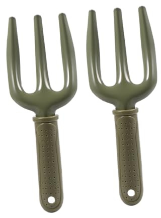 KONTONTY 2piezas Horquilla De Mano Para Jardín Con Mango De Madera Ergonómico Resistente Al Herramienta Práctica Para Eliminar Malas Hierbas Plantar Flores y Aflojar Suelo Jardines y Huerto