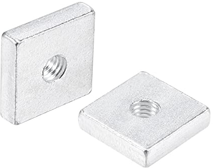 QUARKZMAN Fyrkantiga muttrar, sortiment av galvaniserade fyrkantigmuttrar med grov gänga M6X20Mmx5Mm, 25 stycken