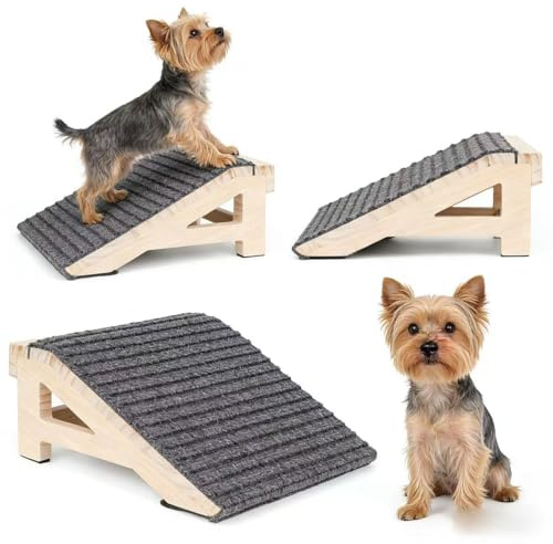 KISIMUY Wood Dog Ramp Stairs for Outdoor, Low Angle Dog Ramp for Stairs