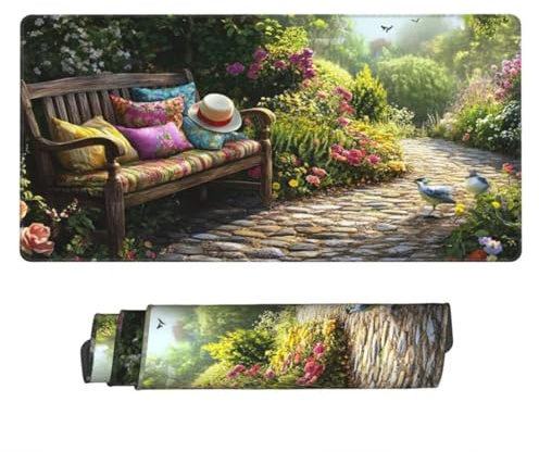Tapis de Souris Chaise de Jardin 1200x600 mm XXL Tapis Souris Gaming Grand, Mouse Pad Paysage sous Main Bureau Imperméable et Base en Caoutchouc Antidérapant pour Gamer, Maison, Bureau -MP830