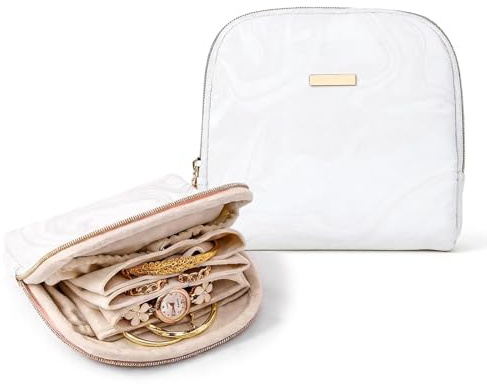 findtime Mini Travel Jewelry Organizer Bag Portable Travel Jewelry Case Small Bag Organizer Pouch for Traveling and Storage for Earring, Ring, Necklace, Bracelet with Velvet Lining