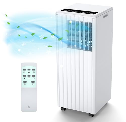 Klimaanlage Mobile 9000 BTU 2,6kW, 3-in-1 Mobiles Klimagerät (Kühlen, Ventilieren, Entfeuchten) mit Abluftschlauch, für Räume bis 80m³ (31㎡), inkl. Fernbedienung & Digitaldisplay, 24h-Timer, Leise <65