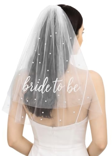 Bride to Be Slöja med Hårklämma och Pärldekor, Vit Brudslöja till Möhippa, Hen Do, Bridal Shower, Förlovning, Bröllop, Bachelorette, Kvinnor