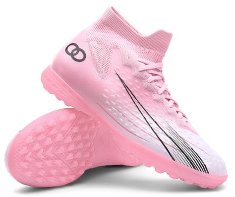Purfitall Mens Astro Turf Football Boots Women Youth High Top Soccer Shoes Indoor Athletic Ankle Shoes Spikes Indoor Soccer Cleats