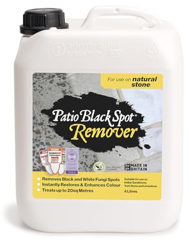 Patio Black Spot Remover Patio Cleaner for Natural Stone - Indian Sandstone, Limestone, Yorkstone - Stubborn black stains, green stains, Restore Natural Colour - Biodegradable - 4 L