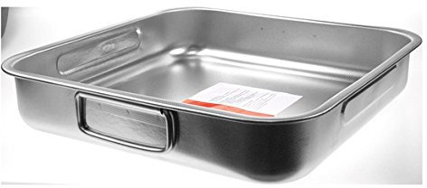 Steel pan Teglia Tegame Lasagnera Pizza Focaccia in Acciaio Inox 32X32Cm Antiaderente
