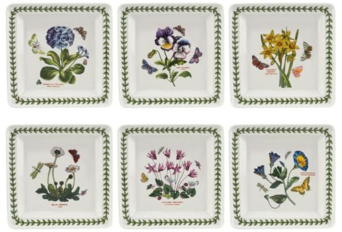 Portmeirion Botanic Garden Square Plates 18cm - Set of 6
