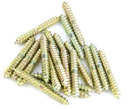 20pcs M5x40mm Double-Ended Zinc-Plated Dowel Screws for Wood Joining Self-Tapping Threaded Dowel Connectors