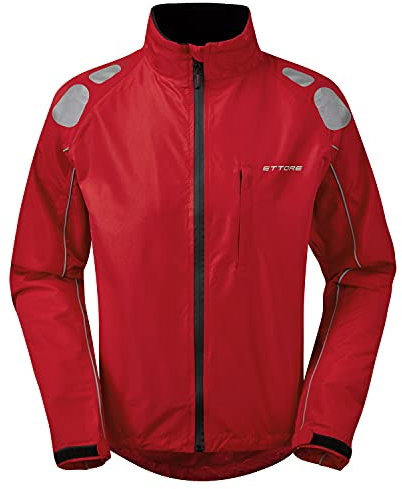 Ettore Wasserdichte Atmungsaktive Herren Fahrradjacke Hohe Sichtbarkeit Hi-Vis - Rot - Night Eagle II - M