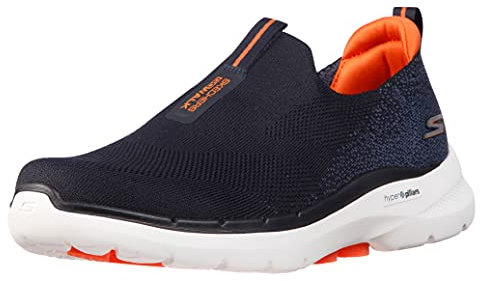 Skechers Herren Go Walk 6 Sneaker, Navy And Orange Textile, 47 EU