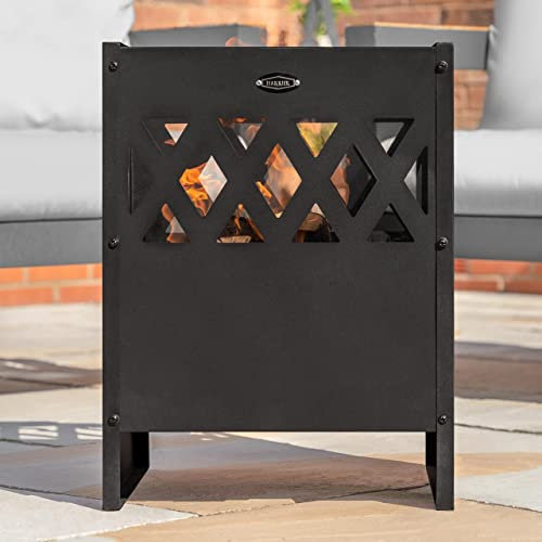 Harrier Braseros d'Extérieur [5X Styles] - Foyers de Jardin | Grille Barbecue en Option (Brasero + Gril de Barbecue, Brasero Carré [40 cm])