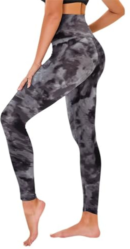 TNNZEET High Waist Leggings Damen Elastische Leggins Weiche Sporthose für Sport Gym,Bedruckter Tie-Dye,S-M