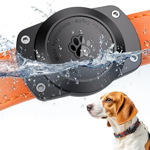 IPX8 wasserdichter Hundehalsbandhalter für Airtag [Metallrückplatte] Extrem langlebige Halterung für Hunde- und Katzenhalsbänder für AirTag, geeignet für alle Halsbandbreiten (1 Packung)
