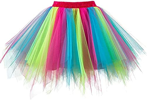 Ancokig Gonne Tutu da Donna Anni '50 Corte Vintage Tulle Sottogonna Gonna Balletto Bubble Tutu(S-M,Arcobaleno)