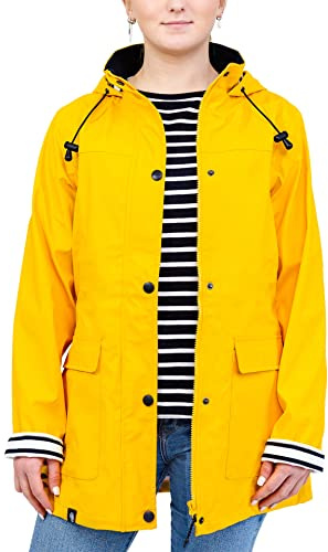 Breizh Ocean - Giacca Impermeabilie Donna, dalla XS alla 4XL, Marchio Francese GUIDEL, Kway Donna Vestibilità Aderente con Cuciture Termosaldate e Interni a Righe - Disponibili Taglie Grandi