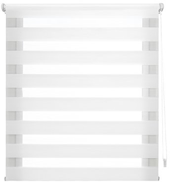 Decorblind | Double Layer Roller Blind, No Tools and No Drilling, Night and Day Colour White – Measure 110 x 150 (Width x Length), Fabric 107 x 145 – for Windows