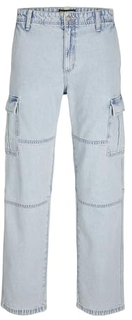 JACK & JONES Male Loose Cut JJIEDDIE JJWADE MF 448 SN Loose Cut, Blue Denim, 33 W/34 L