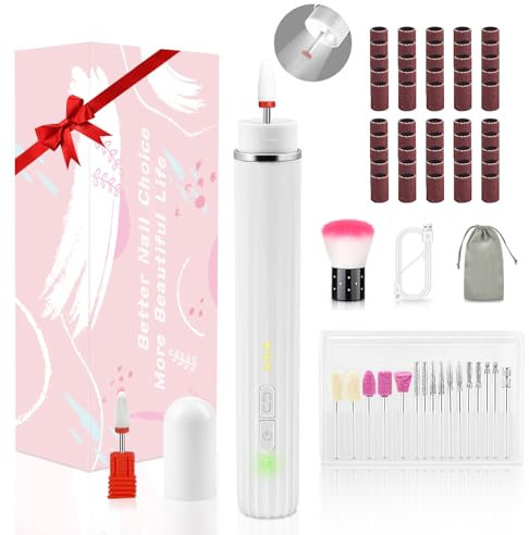 CIICII 71Pcs Nagelfräser für Gelnägel mit LED-Licht & Tragbarer Tasche, 20000 u/Min Elektrische Nagelfeile (3-Gang Wiederaufladbare Kabellos Nagelfräser) für Gelnägel und Acrylnägel Pediküre Maniküre