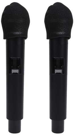 Ensemble de Micros Dynamiques, 2 Microphones sans Fil en Métal avec Couvercles en Cristal, Récepteur de Micro Portatif à Réduction de Bruit pour le Chant karaoké, la Parole, les