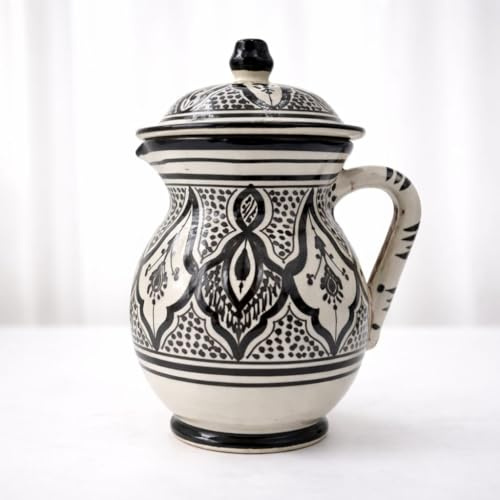 Brocca in Ceramica Marocchina Dipinta a Mano con Tappo da 1 Litro 2011242002 Tunisia Turchia Etnico del Mondo