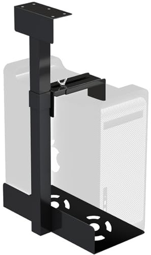PC-hållare under skrivbord – datorupphängning hållare för underbord, komplett stålmaterial, robust konsolhöjd justerbar 300–500 mm upp till 25 kg för de flesta värdar