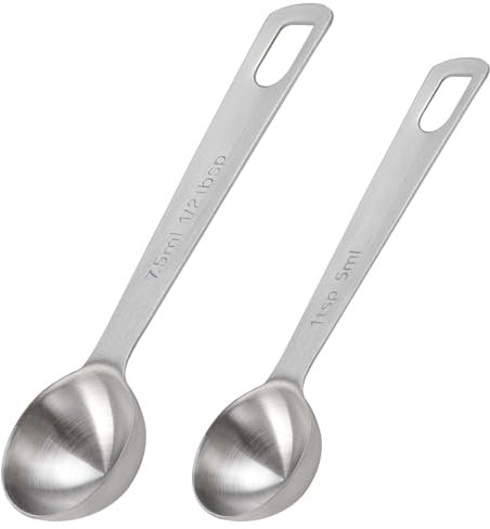 Maxqzin 2 Pcs Measuring Spoons Tablespoon Measuring Spoon Set Food Grade Stainless Steel Measuring Teaspoon for Kitchen Cooking(1TSP/5ml, 1/2TBSP/7.5ml)