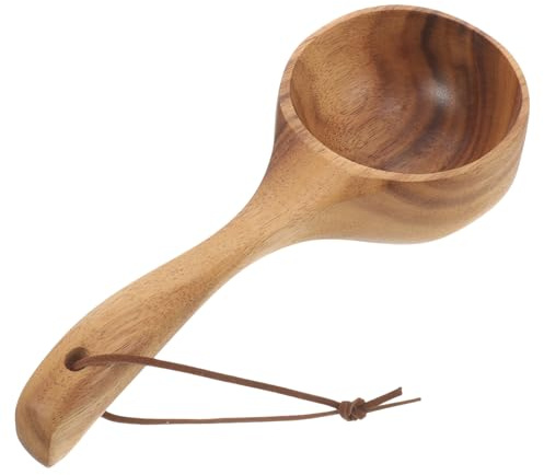 GANAZONO Cucharón de Madera Multiusos para Ducha y Baño Herramienta de Baño Ergonómica con Mango para Jardín y Cocina para Sauna y Multifuncional