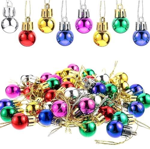 BSITSSS 36 stycken mini julgranskulor 3 cm flerfärgade julgranskulor för julgran, trappor juldekoration