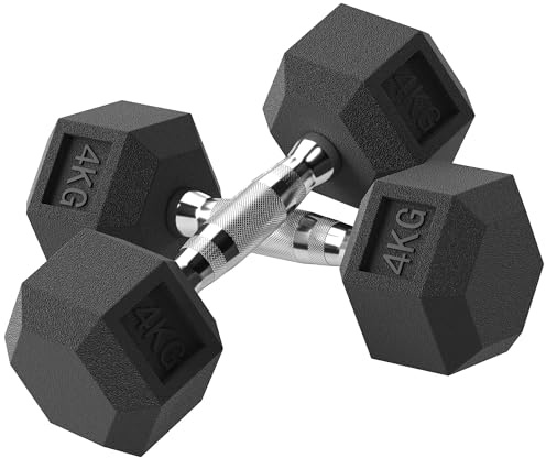 HOMCOM Ensemble d'Haltères Courtes Total 2 x 4 Kg Fitness Homme Femme Noir