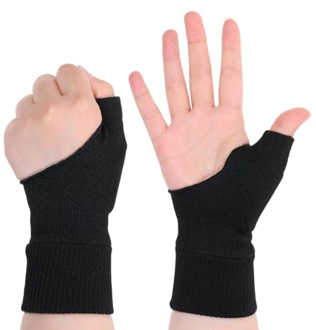 VQUNBG 2 Pezzi Guanti da Artrite, Polsiera per Tendinite Polso, Guanti Compressione per Pollice Polso con Gel Cuscinetti per Alleviare Il Dolore Alla Mano, Al pollice e Alle Articolazion (Nero, S)