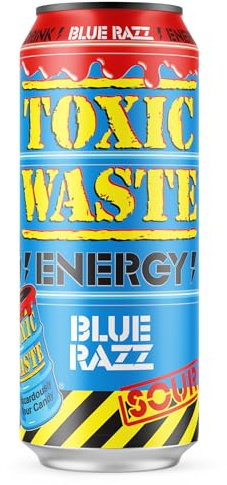 Toxic Waste Energy Drink – Extreme Sour Energy Boost, High Caffeine, Long-Lasting Focus & Performance, 500ml Can (Pack of 3, Blue Razz Energy)