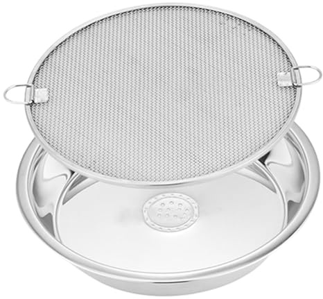LIFKOME Colador de Acero Inoxidable para Drenar Aceite y Agua Malla Resistente para Filtrar Fritos y Frutas Base Reforzada Antideformación para Cocina y Escurrir Patatas Fritas